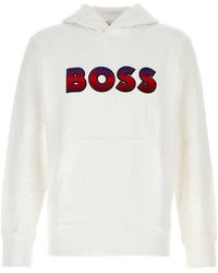 BOSS - Gradient Logo-Printed Regular Fit Hoodie - Lyst