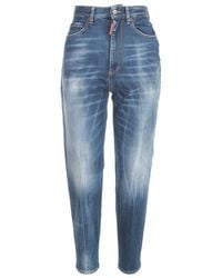 DSquared² Distressed High-waisted Jeans - Blue