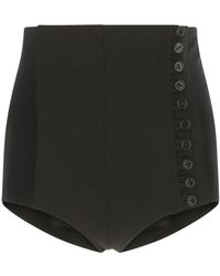Saint Laurent Button Detailed High Waist Shorts - Black