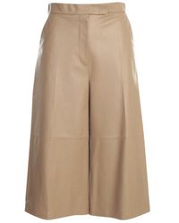 Max Mara - Calte Leather Coulotte Pants Clothing - Lyst
