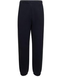 Stone Island - Blue Jogger Pants With Contrasting Logo Embroidery In Cotton Woman - Lyst