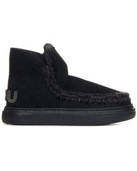 Mou - Eskimo Whipstitch-Trim Round-Toe Ankle Boots - Lyst