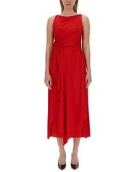 Lanvin - Ruched Detailed Sleeveless Midi Dress - Lyst