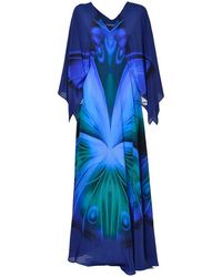 Alberta Ferretti - Butterfly Print Long Sleeved Dress - Lyst