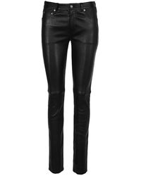 Saint Laurent Skinny Fit Leather Trousers - Black