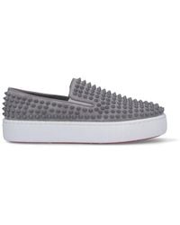 Christian Louboutin - Stud Embellished Slip-On Sneakers - Lyst