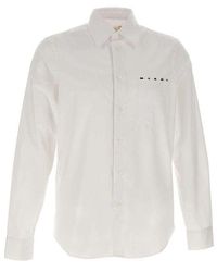 Marni - Logo Print Buttoned Long Sleeved Shirt - Lyst