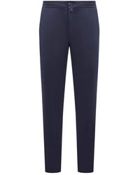 Kiton - Logo-patch Tapered-leg Tailored Trousers - Lyst