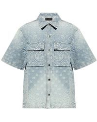 Amiri - Bandana Jacquard Short-sleeved Denim Shirt - Lyst