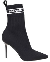 Balmain - Logo Intarsia Sock Ankle Boots - Lyst