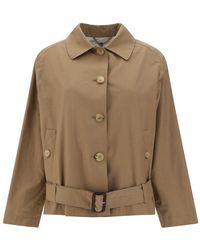 Max Mara The Cube - Sportmax Buttoned Belted Trench Coat - Lyst