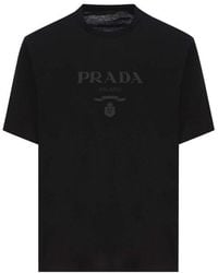 Prada - Raised-Logo Cotton T-Shirt - Lyst