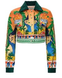 Casablancabrand - Triomphe D'orange Quilted Cropped Jacket - Lyst