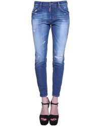 DSquared² - Logo Patch Distressed Skinny Jeans - Lyst