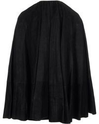 Rick Owens Draped Cape In Black Leather