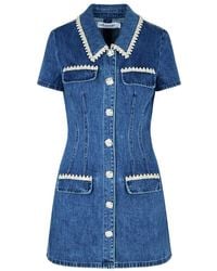 Self-Portrait - 'Collared' Denim Dress - Lyst