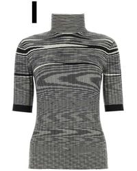 Missoni - Turtleneck Short-sleeve Sweater Top - Lyst