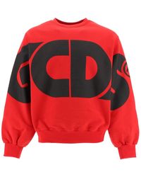 Gcds Round Tee Sweatshirt Maxi Logo Xl Cotton - Red