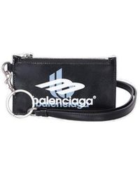 Balenciaga - Logo-print Leather Cardholder With Lanyard - Lyst