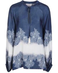 ERMANNO FIRENZE - Floral-lace Printed Tassel-detailed Blouse - Lyst