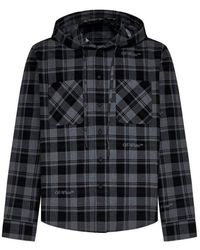 Off-White c/o Virgil Abloh - Off- Checked Flannel Hooded Shirt - Lyst