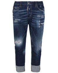 DSquared² - Logo Patch Slim-fit Ripped Jeans - Lyst