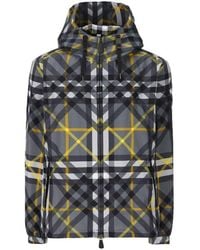 Burberry - Check Printed Drawstring Hooded Jacket - Lyst