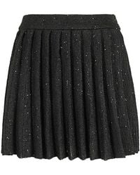 Self-Portrait - Black Knit Pleated Mini Skirt - Lyst