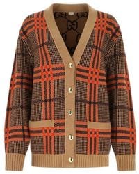 Gucci - Reversible Checked Knit Cardigan - Lyst