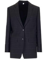Burberry - Check Single Breasted Blazer - Lyst