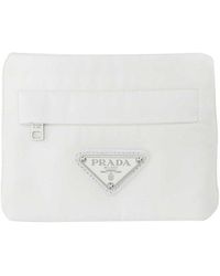 Prada Logo Plaque Armband Pouch in Black for Men Lyst
