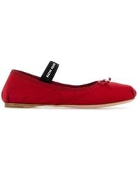 Miu Miu - Bow-Detailed Slip-On Satin Ballerina Shoes - Lyst