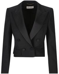 Saint Laurent - Double-breasted Cropped Jacket - Lyst