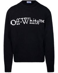 Off-White c/o Virgil Abloh - Logo Detailed Crewneck Knitted Jumper - Lyst