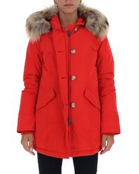 Woolrich Fur-trim Luxury Arctic Parka Coat - Red