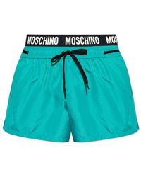 Moschino - Logo Waistband Drawstring Swim Shorts - Lyst