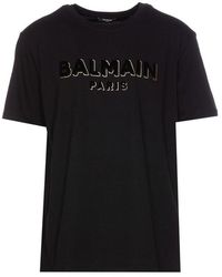 Balmain - Oversized Flocked Logo T-shirt - Lyst
