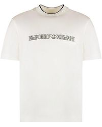 Emporio Armani - Logo-embroidered Crewneck T-shirt - Lyst