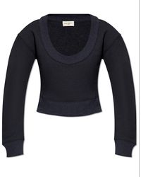 Saint Laurent - Scoop-neck Cropped Sweatshirt - Lyst