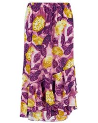 Marni - Floral Printed Asymmetric Midi Skirt - Lyst