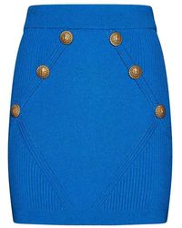 Balmain - Button Detailed Mini Knitted Skirt - Lyst