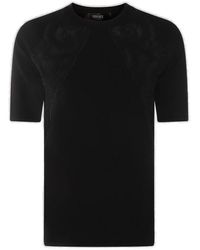 Versace - Lace-panelled Short-sleeved Crewneck T-shirt - Lyst