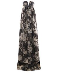 Max Mara - Floral Printed Strapless Dress - Lyst