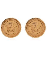 Versace Round Earrings With Charms - Metallic
