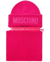 Moschino - Beanie With Detachable Tube Scarf, - Lyst