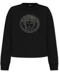 Versace - Sweatshirt With Shimmering Crystals - Lyst