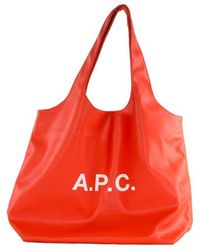 A.P.C. - Logo Printed Top Handle Bag - Lyst