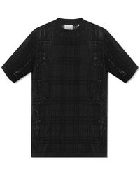 Burberry - Check Cotton Blend T-shirt - Lyst