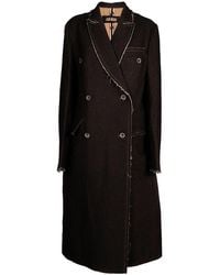 Uma Wang Frayed-hem Double Breasted Coat - Black