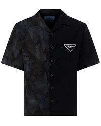 Prada Double Match Logo Patch Shirt - Black